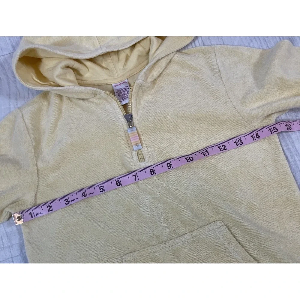 Gymboree RAINBOW SHERBET 1/4‎ Zip Yellow Terry Cloth Hooded Top Girls Size 7